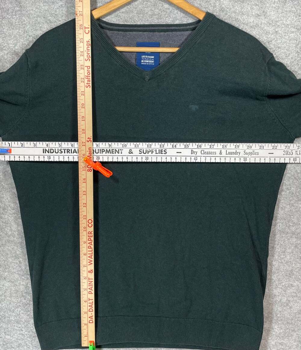 Tom Tailor Men's Green V-Neck Long Sleeve Knit Sweater Size XL - Picture 3 of 5